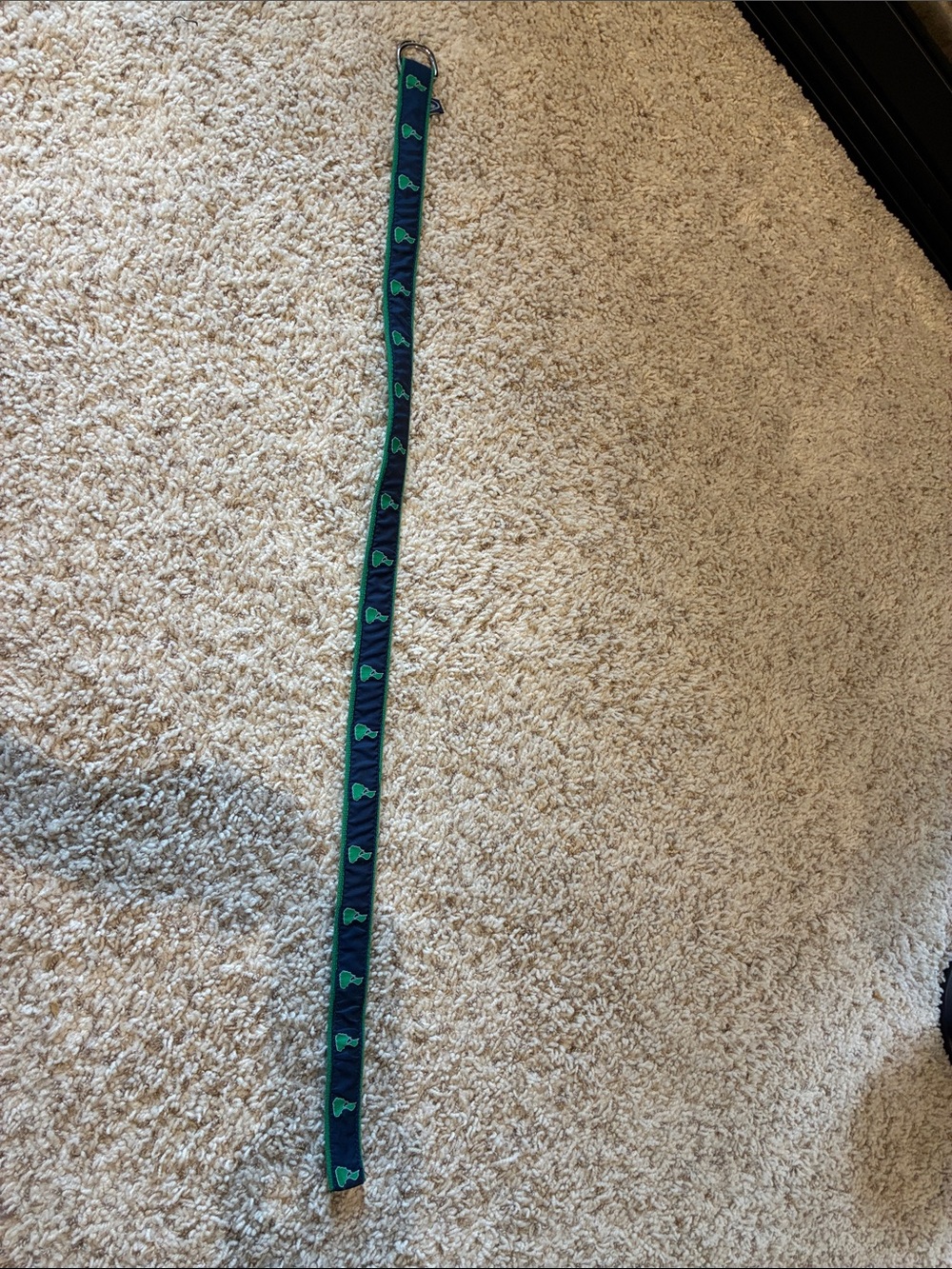 Navy Webbed Belt with Green Anchor Pattern - Casual Men’s Belt